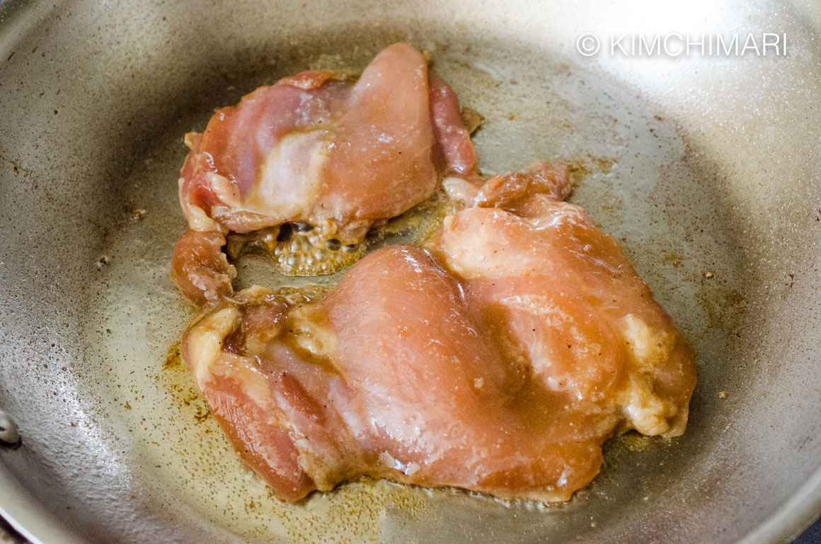 Chicken Bulgogi cooking in pan