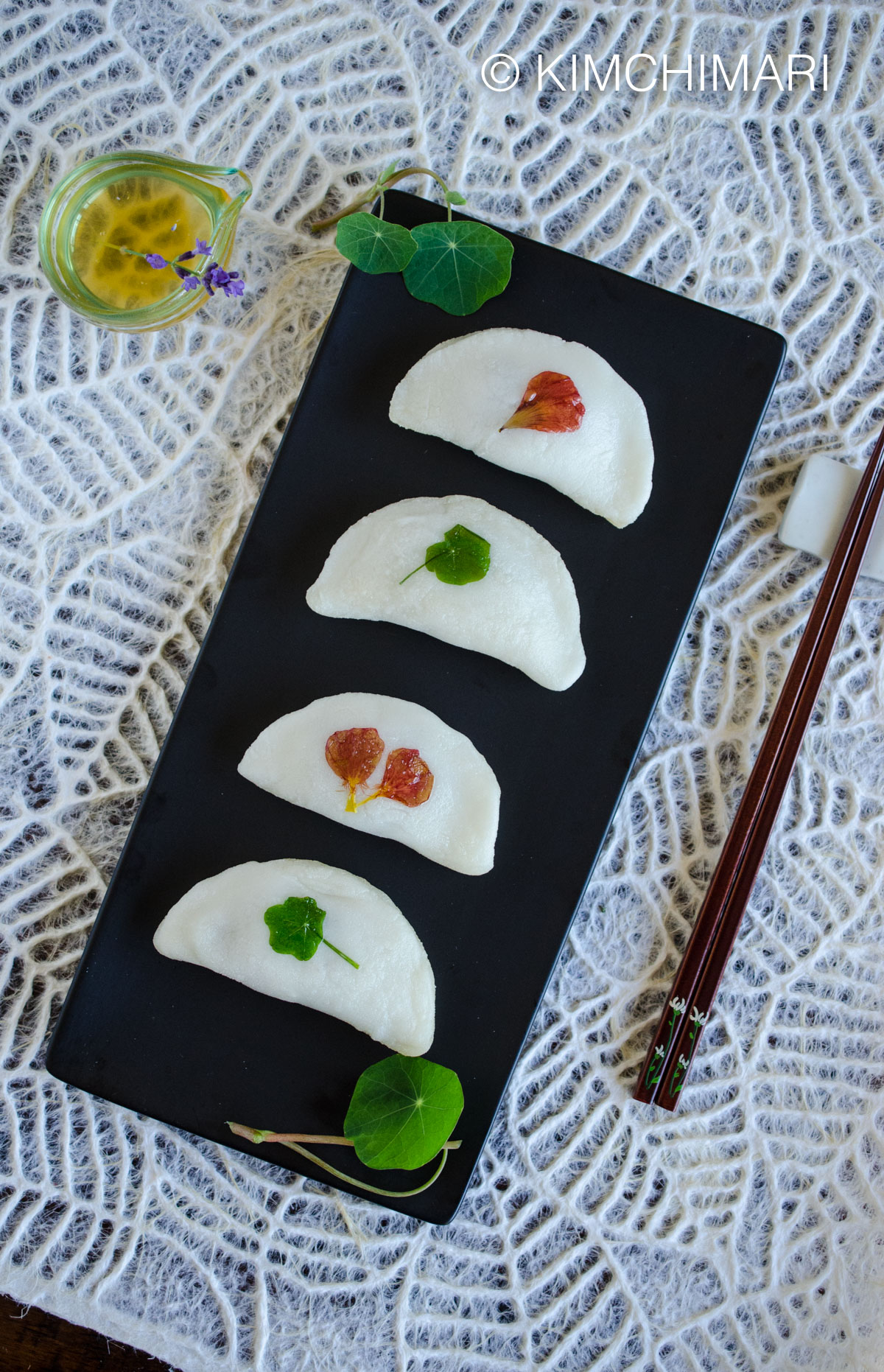 Pan-Fried Rice Cake Dumplings (Bukkumi) with Nasturtiums