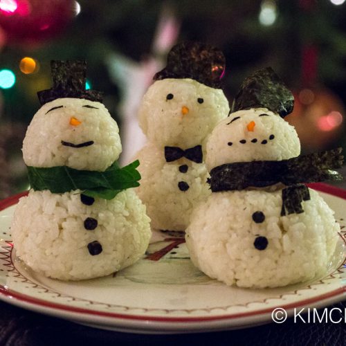 Snowman Rice Balls Christmas